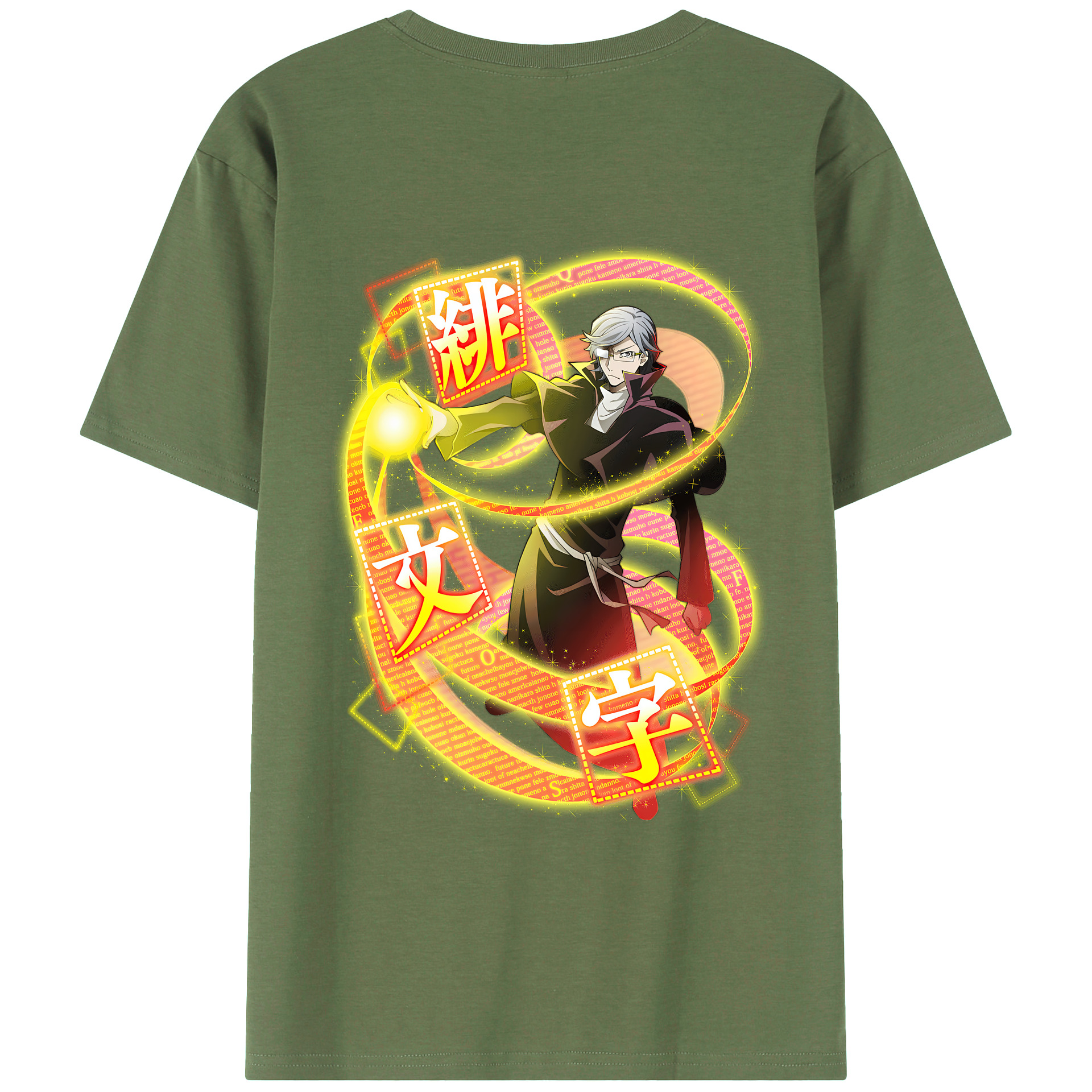 （画像用） 文豪ストレイドッグス Bungo Stray Dogs 綿100％ メンズ半袖Tシャツ（バックプリント） 通気性